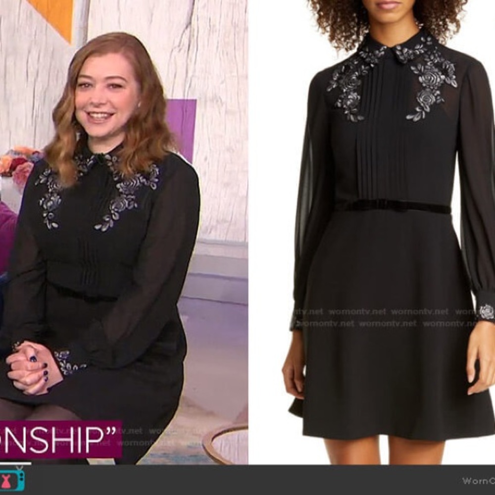 Ted Baker Embroidered Collar Long Sleeve Shirtdress